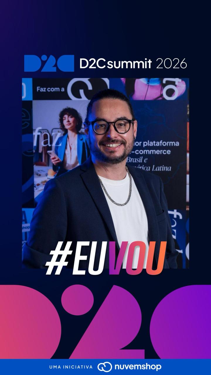 Dennis Mono confirmando presença no D2C Summit 2026, com a hashtag Eu Vou